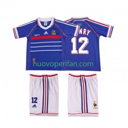 Maglie da Calcio Francia Henry 12 Retro Bambino Prima Tenuta 1998 Maniche Corte