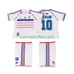 Maglie da Calcio Francia ZIDANE 10 Retro Bambino Trasferta Tenuta 1998 Maniche Corte