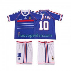 Maglie da Calcio Francia ZINANE 10 Retro Bambino Prima Tenuta 1998 Maniche Corte