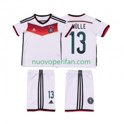 Maglie da Calcio Germania MULLER 13 2014 Retro Bambino Prima Tenuta Maniche Corte