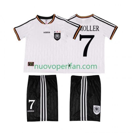 Maglie da Calcio Germania Moller 7 1996 Retro Bambino Prima Tenuta Maniche Corte