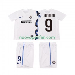 Maglie da Calcio Inter Milan Ronaldo 9 Retro Bambino Trasferta Tenuta 2011 2010 Maniche Corte