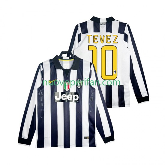 Maglie da Calcio Juventus TEVEZ 10 2014 2015 Retro Uomo Prima Tenuta Maniche Lunghe