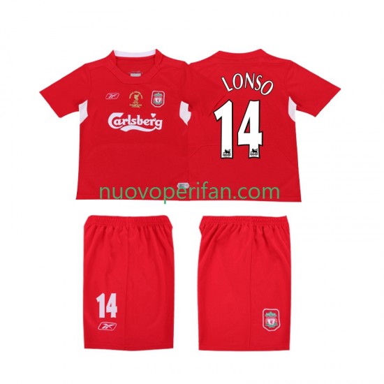 Maglie da Calcio Liverpool ALONSO 14 LWP 2005 Retro Uomo Prima Tenuta 2004 Maniche Corte