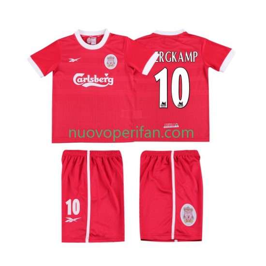 Maglie da Calcio Liverpool BERGKAMP 10 LWP 1997 Retro Bambino Prima Tenuta 1998 Maniche Corte