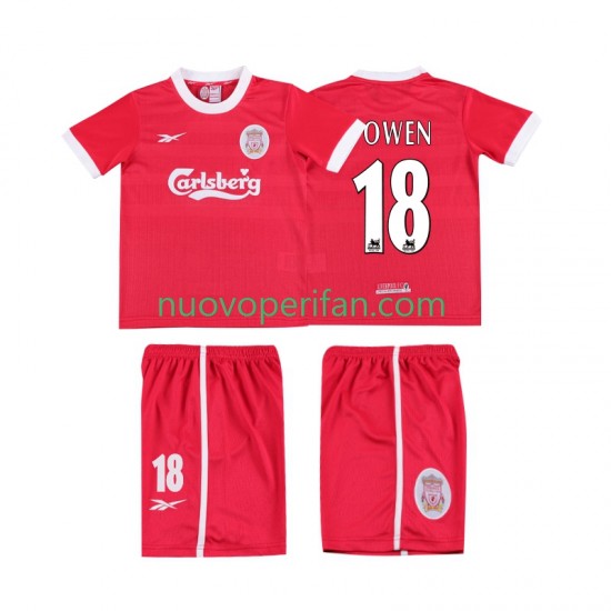 Maglie da Calcio Liverpool OWEN 18 LWP 1997 Retro Bambino Prima Tenuta 1998 Maniche Corte