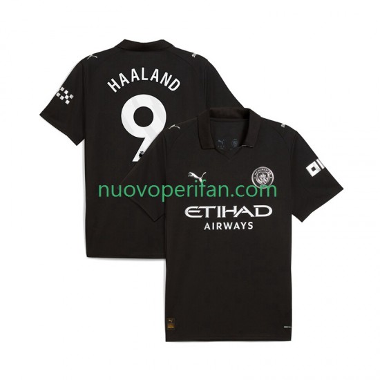 Maglie da Calcio Manchester City Erling Haaland 9 Uomo Trasferta Tenuta 2025-2026 Maniche Corte