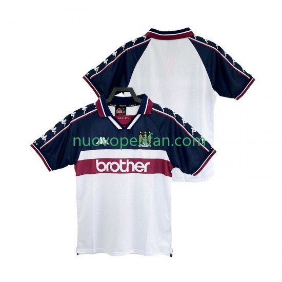 Maglie da Calcio Manchester City 1997 Retro Uomo Trasferta Tenuta 1998 Maniche Corte