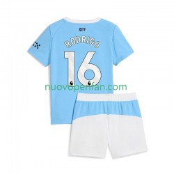 Maglie da Calcio Manchester City Rodrigo Hernandez 16 Bambino Prima Tenuta 2025-2026 Maniche Corte