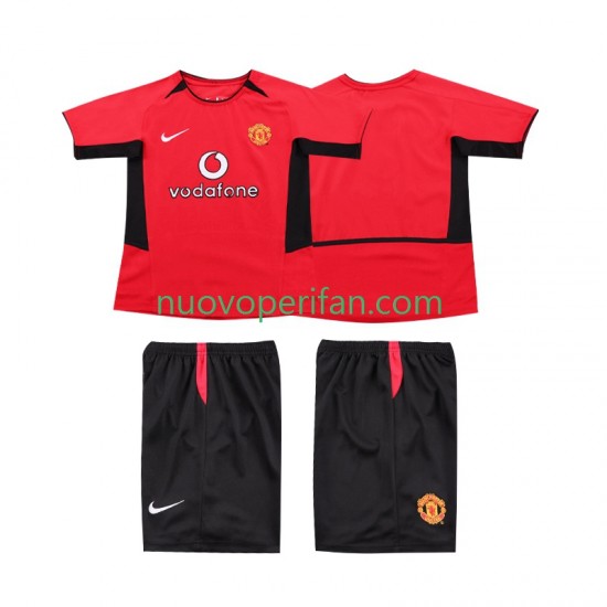 Maglie da Calcio Manchester United Retro Bambino Prima Tenuta 2004 2002 Maniche Corte