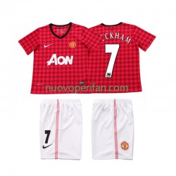 Maglie da Calcio Manchester United BECKHAM 7 2012 2013 Retro Bambino Prima Tenuta Maniche Corte