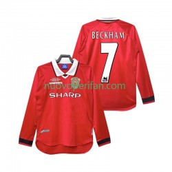 Maglie da Calcio Manchester United Beckham 7 2000 Retro Uomo Prima Tenuta 1999 Maniche Lunghe