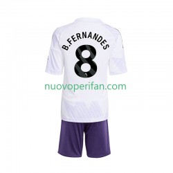 Maglie da Calcio Manchester United Bruno Fernandes 8 Bambino Trasferta Tenuta 2025-2026 Maniche Corte