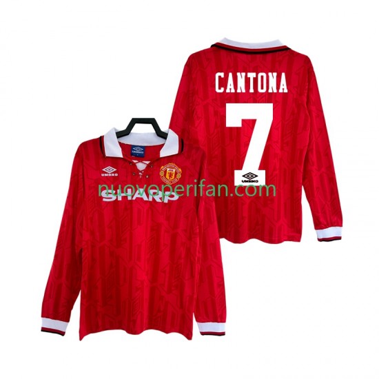 Maglie da Calcio Manchester United CANTONA 7 1992 Retro Uomo Prima Tenuta 1994 Maniche Lunghe