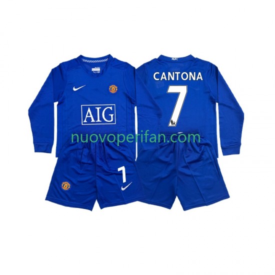 Maglie da Calcio Manchester United CONTONA 7 2009 Retro Bambino Alternativa Tenuta 2008 Maniche Lunghe