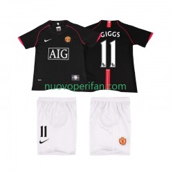 Maglie da Calcio Manchester United GIGGS 11 2007 Retro Bambino Trasferta Tenuta 2008 Maniche Corte