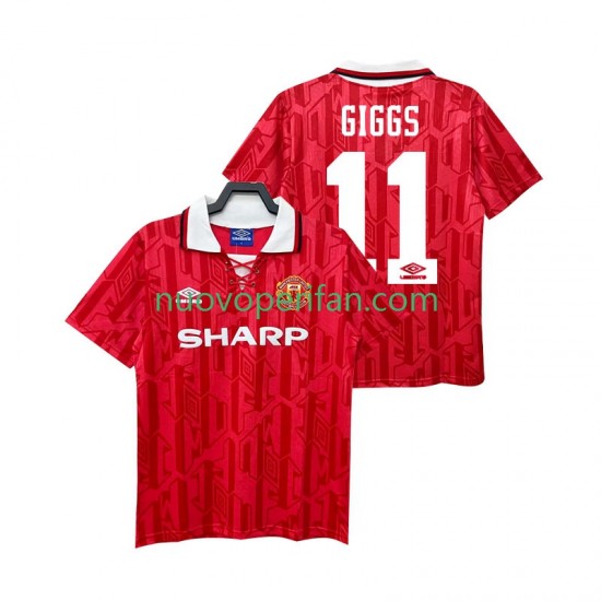 Maglie da Calcio Manchester United GIGGS 11 1992 Retro Uomo Prima Tenuta 1994 Maniche Corte