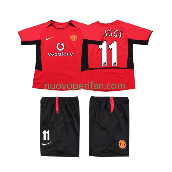 Maglie da Calcio Manchester United GIGGS 11 Retro Bambino Prima Tenuta 2004 2002 Maniche Corte