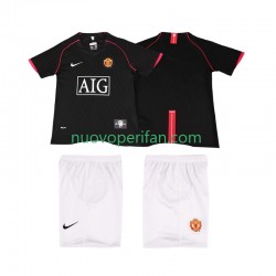 Maglie da Calcio Manchester United 2007 Retro Bambino Trasferta Tenuta 2008 Maniche Corte