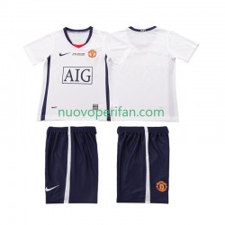 Maglie da Calcio Manchester United Champions League 2009 Retro Bambino Trasferta Tenuta 2008 Maniche Corte