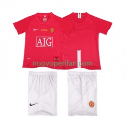 Maglie da Calcio Manchester United Champions League 2007 Retro Bambino Prima Tenuta 2008 Maniche Corte