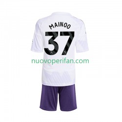 Maglie da Calcio Manchester United Kobbie Mainoo 37 Bambino Trasferta Tenuta 2025-2026 Maniche Corte