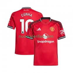 Maglie da Calcio Manchester United Matheus Cunha 10 Uomo Prima Tenuta 2025-2026 Maniche Corte