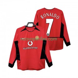 Maglie da Calcio Manchester United RONALDO 7 Retro Uomo Prima Tenuta 2004 2002 Maniche Lunghe