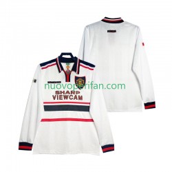 Maglie da Calcio Manchester United Retro Uomo Trasferta Tenuta 1998 1999 Maniche Lunghe