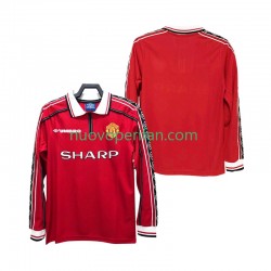 Maglie da Calcio Manchester United Retro Uomo Prima Tenuta 1998 1999 Maniche Lunghe