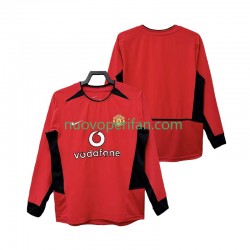 Maglie da Calcio Manchester United Retro Uomo Prima Tenuta 2004 2002 Maniche Lunghe
