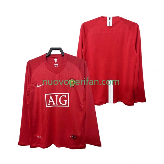Maglie da Calcio Manchester United 2007 Retro Uomo Prima Tenuta 2008 Maniche Lunghe