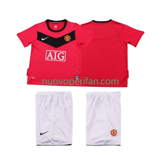 Maglie da Calcio Manchester United 2009 Retro Bambino Prima Tenuta 2010 Maniche Corte