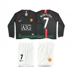 Maglie da Calcio Manchester United Ronaldo 7 2007 Retro Bambino Trasferta Tenuta 2008 Maniche Lunghe