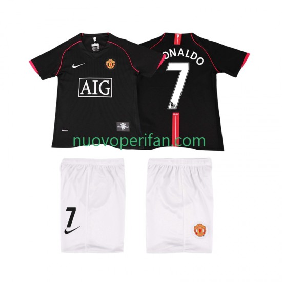 Maglie da Calcio Manchester United Ronaldo 7 2007 Retro Bambino Trasferta Tenuta 2008 Maniche Corte