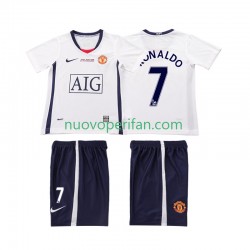 Maglie da Calcio Manchester United Ronaldo 7 Champions League 2009 Retro Bambino Trasferta Tenuta 2008 Maniche Corte