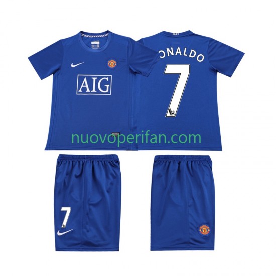 Maglie da Calcio Manchester United Ronaldo 7 2009 Retro Bambino Alternativa Tenuta 2008 Maniche Corte