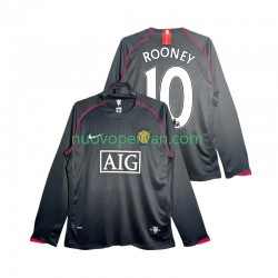 Maglie da Calcio Manchester United Rooney 10 2007 Retro Uomo Trasferta Tenuta 2008 Maniche Lunghe