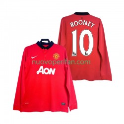 Maglie da Calcio Manchester United Rooney 10 2013 2014 Retro Uomo Prima Tenuta Maniche Lunghe