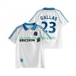 Maglie da Calcio Olympique de Marseille Gallas 23 Retro Uomo Prima Tenuta 1998 1999 Maniche Corte