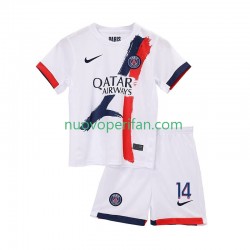 Maglie da Calcio Paris Saint-Germain Desire Doue 14 Bambino Trasferta Tenuta 2025-2026 Maniche Corte