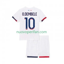 Maglie da Calcio Paris Saint-Germain Ousmane Dembele 10 Bambino Trasferta Tenuta 2025-2026 Maniche Corte