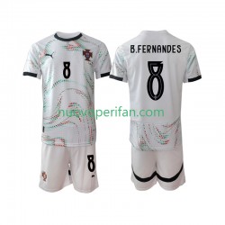 Maglie da Calcio Portogallo Bruno Fernandes 8 Bambino Trasferta Tenuta 2025-2026 Maniche Corte