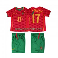 Maglie da Calcio Portogallo Cristiano Ronaldo 17 Retro Bambino Prima Tenuta 2004 Maniche Corte