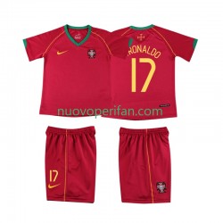 Maglie da Calcio Portogallo Cristiano Ronaldo 17 Retro Bambino Prima Tenuta 2006 Maniche Corte