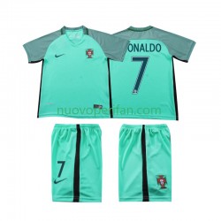 Maglie da Calcio Portogallo Cristiano Ronaldo 7 2016 Retro Bambino Trasferta Tenuta Maniche Corte