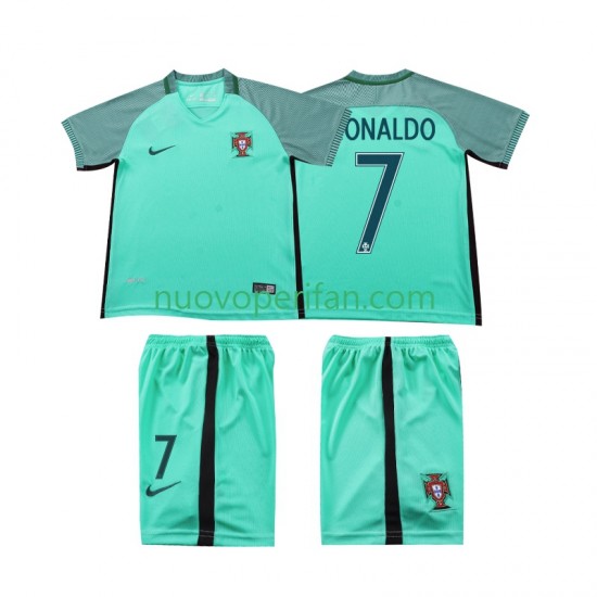 Maglie da Calcio Portogallo Cristiano Ronaldo 7 2016 Retro Bambino Trasferta Tenuta Maniche Corte