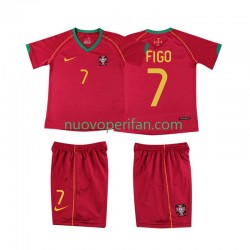 Maglie da Calcio Portogallo FIGO 7 Retro Bambino Prima Tenuta 2006 Maniche Corte