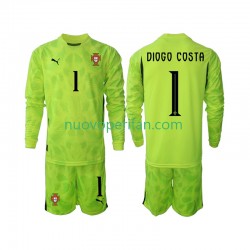Maglie da Calcio Portogallo Diogo Costa 1 Portiere Bambino Prima Tenuta 2025 Maniche Lunghe