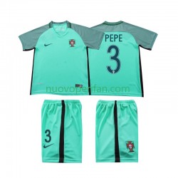 Maglie da Calcio Portogallo PEPE 3 2016 Retro Bambino Trasferta Tenuta Maniche Corte